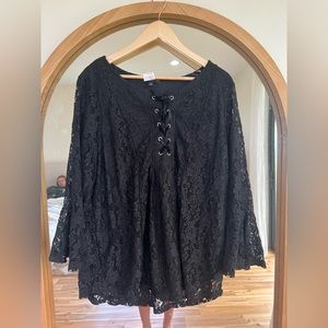 Black flower lace shirt